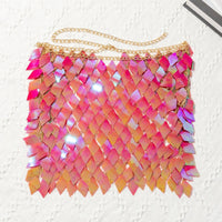 Thumbnail for Handmade Colorful Rhombic Sequins Patchwork Strappy Nightclub Party Skirt - ArtGalleryZen