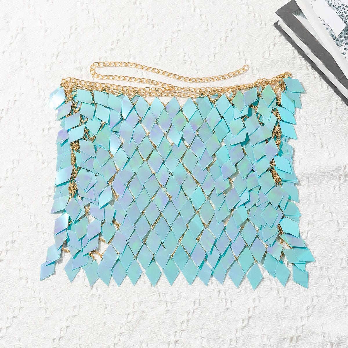 Handmade Colorful Rhombic Sequins Patchwork Strappy Nightclub Party Skirt - ArtGalleryZen