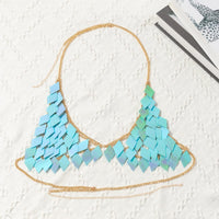 Thumbnail for Handmade Colorful Rhombic Squamous Backless Sequin Bra - ArtGalleryZen