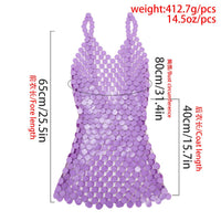 Thumbnail for Handmade Colorful Squamous Sequins Patchwork Rave Party Mini Dress - ArtGalleryZen
