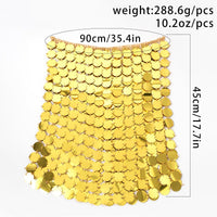Thumbnail for Handmade Glitter Mirror Sequins Patchwork Strappy Nightclub Split Skirt - ArtGalleryZen