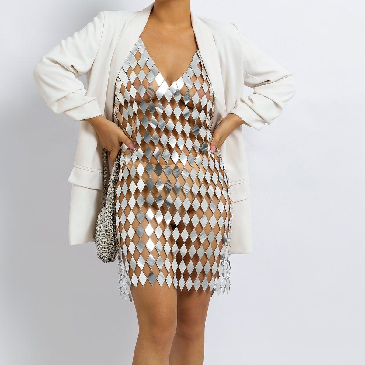 Handmade Glitter Rhombic Sequin Dress - ArtGalleryZen