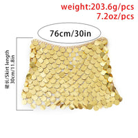 Thumbnail for Handmade Glitter Sequins Patchwork Strappy Nightclub Party Mini Skirt - ArtGalleryZen