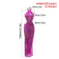 Thumbnail for Handmade Glitter Squamous Sequins Patchwork Long Dress - ArtGalleryZen