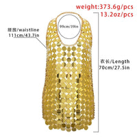 Thumbnail for Handmade Glitter Squamous Sequins Patchwork Nightclub Party Strappy Dress - ArtGalleryZen