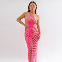 Thumbnail for Handmade Gold Silver Rose Red Glitter Strappy Mirror Sequin Dress - ArtGalleryZen
