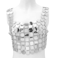 Thumbnail for Handmade Gold Silver Tone Glitter Sequins Party Tank Top - ArtGalleryZen