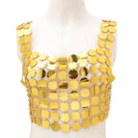 Thumbnail for Handmade Gold Silver Tone Glitter Sequins Party Tank Top - ArtGalleryZen