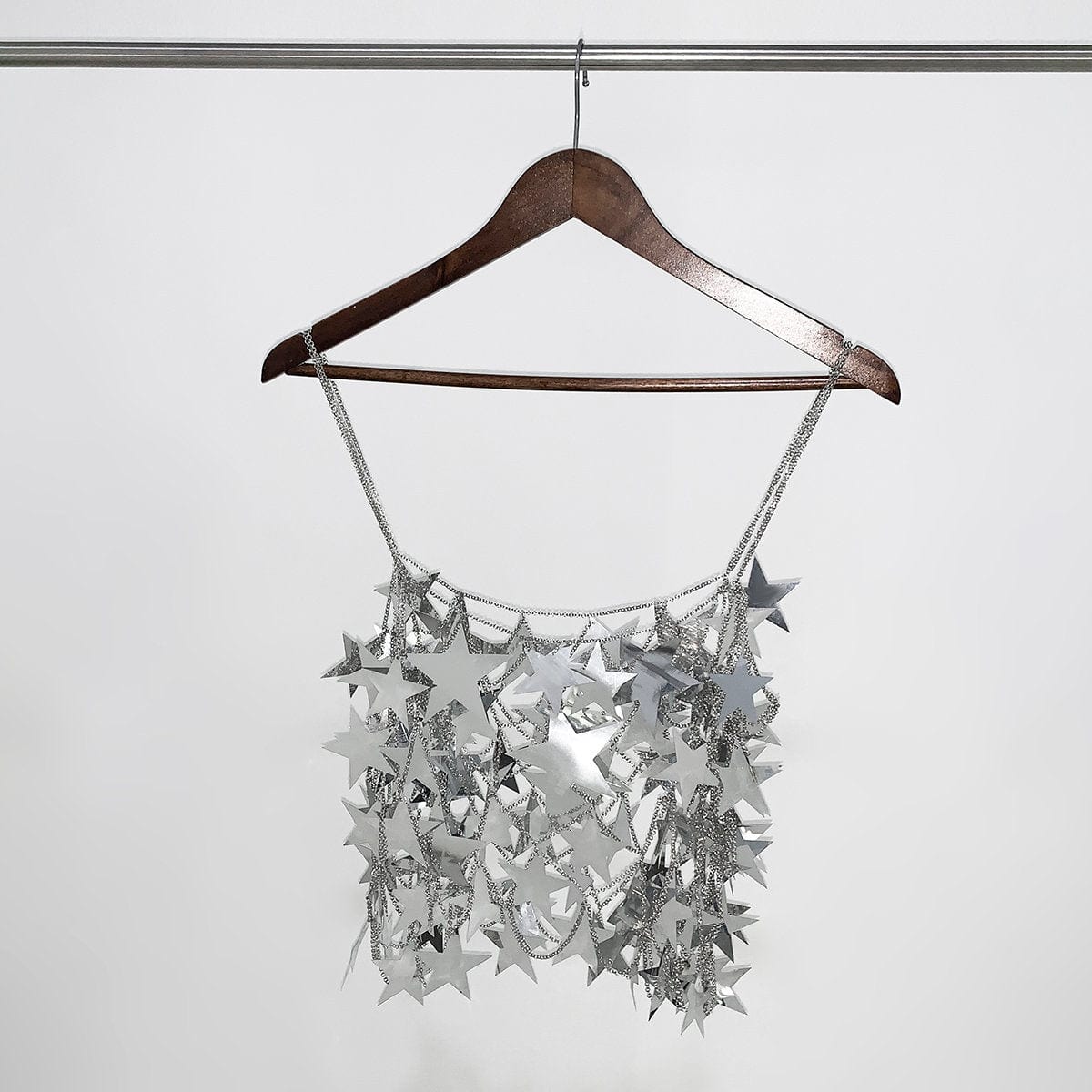Handmade Gold Silver Tone Hollow Star Sequins Sleeveless Tank Top - ArtGalleryZen