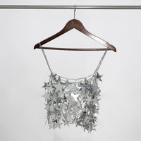 Thumbnail for Handmade Gold Silver Tone Hollow Star Sequins Sleeveless Tank Top - ArtGalleryZen