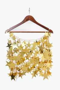 Thumbnail for Handmade Gold Silver Tone Hollow Star Sequins Strappy Rave Party Skirt - ArtGalleryZen