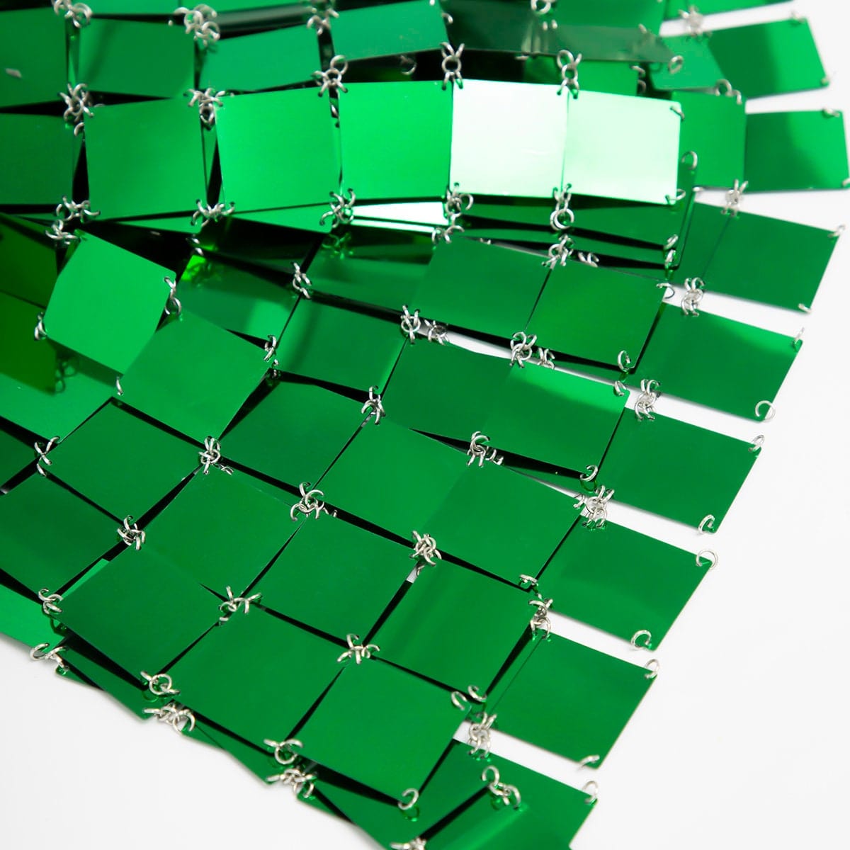 Handmade Green Square Sequins Patchwork Rave Party Mini Dress - ArtGalleryZen