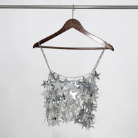Thumbnail for Handmade Hollow Glitter Star Sequins Sleeveless Tank Top - ArtGalleryZen