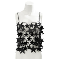 Thumbnail for Handmade Hollow Pink Black Star Sequins Sleeveless Tank Top - ArtGalleryZen