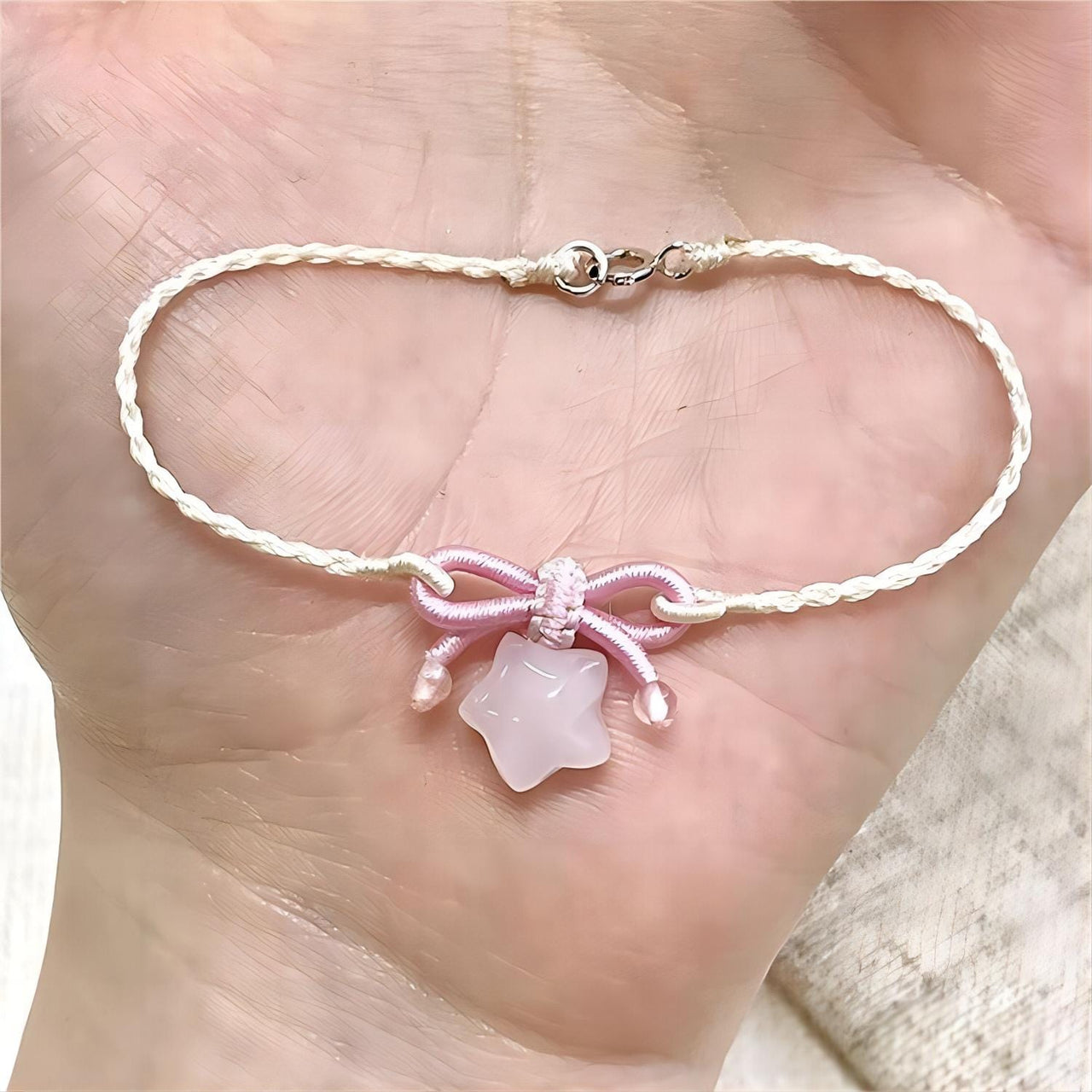 Handmade Natural Chalcedony Stone Bowknot Star Bracelet - ArtGalleryZen