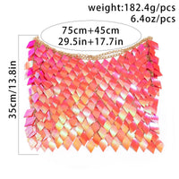 Thumbnail for Handmade Orange Rhombic Sequins Patchwork Strappy Nightclub Party Skirt - ArtGalleryZen
