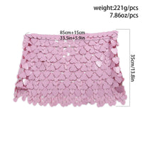 Thumbnail for Handmade Pink Heart Sequins Patchwork Strappy Nightclub Party Mini Skirt - ArtGalleryZen