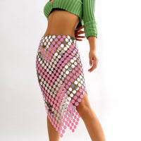 Thumbnail for Handmade Rhombic Colorful Glitter Sequins Patchwork Strappy Nightclub Party Skirt - ArtGalleryZen