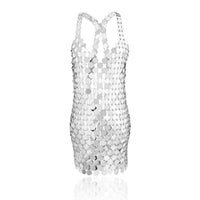 Thumbnail for Handmade squamous Sequins Patchwork Nightclub Party Dress - Sequin Tops Glitter Party Strappy Tank Top - ArtGalleryZen