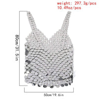 Thumbnail for Handmade squamous Sequins Patchwork Nightclub Party Dress - Sequin Tops Glitter Party Strappy Tank Top - ArtGalleryZen