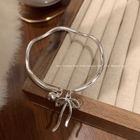 Thumbnail for Handmade Silver Ribbon Bangle Bracelet - ArtGalleryZen
