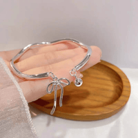 Thumbnail for Handmade Silver Ribbon Bangle Bracelet - ArtGalleryZen