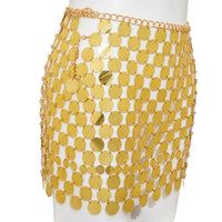 Thumbnail for Handmade Squamous Glitter Sequins Patchwork Strappy Nightclub Party Skirt - ArtGalleryZen