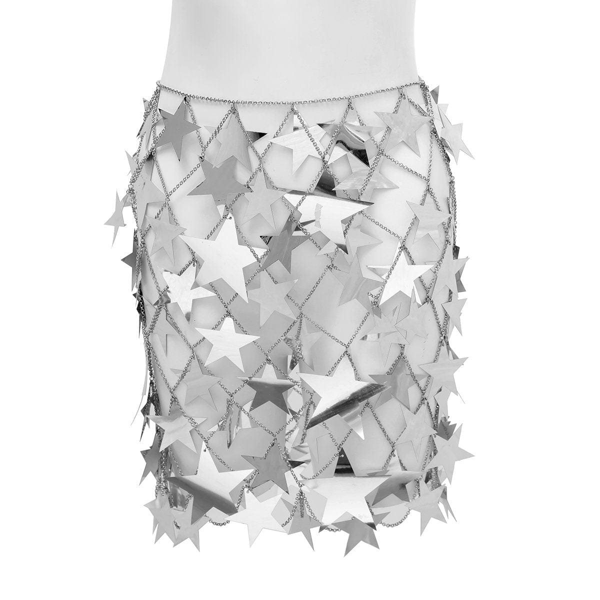 Handmade Squamous Hollow Glitter Star Sequins Strappy Rave Party Skirt - ArtGalleryZen