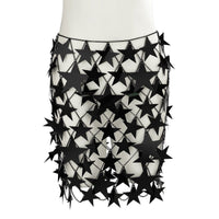 Thumbnail for Handmade Squamous Hollow Pink Black Star Sequins Strappy Rave Party Skirt - ArtGalleryZen