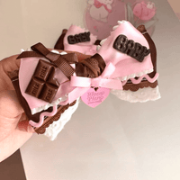 Thumbnail for Handmade Strawberry Chocolate Ribbon Bowknot Hair Clip - ArtGalleryZen