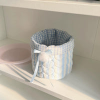 Thumbnail for Handmade Sweet Bowknot Heart Round Fabric Storage Basket - ArtGalleryZen