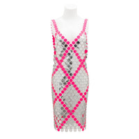 Thumbnail for Handmade Two-tone Squamous Sequins Patchwork Rave Party Midi Dress - ArtGalleryZen