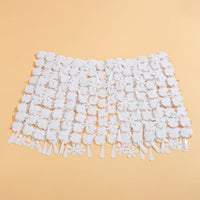 Thumbnail for Handmade White Black Sequins Tassel Patchwork Strappy Nightclub Party Mini Skirt - ArtGalleryZen
