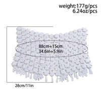 Thumbnail for Handmade White Black Sequins Tassel Patchwork Strappy Nightclub Party Mini Skirt - ArtGalleryZen