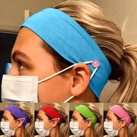 Thumbnail for Headband with Buttons for Face Mask Holder - Yoga Sports Workout Turban Headwrap for Doctors Women Men - ArtGalleryZen