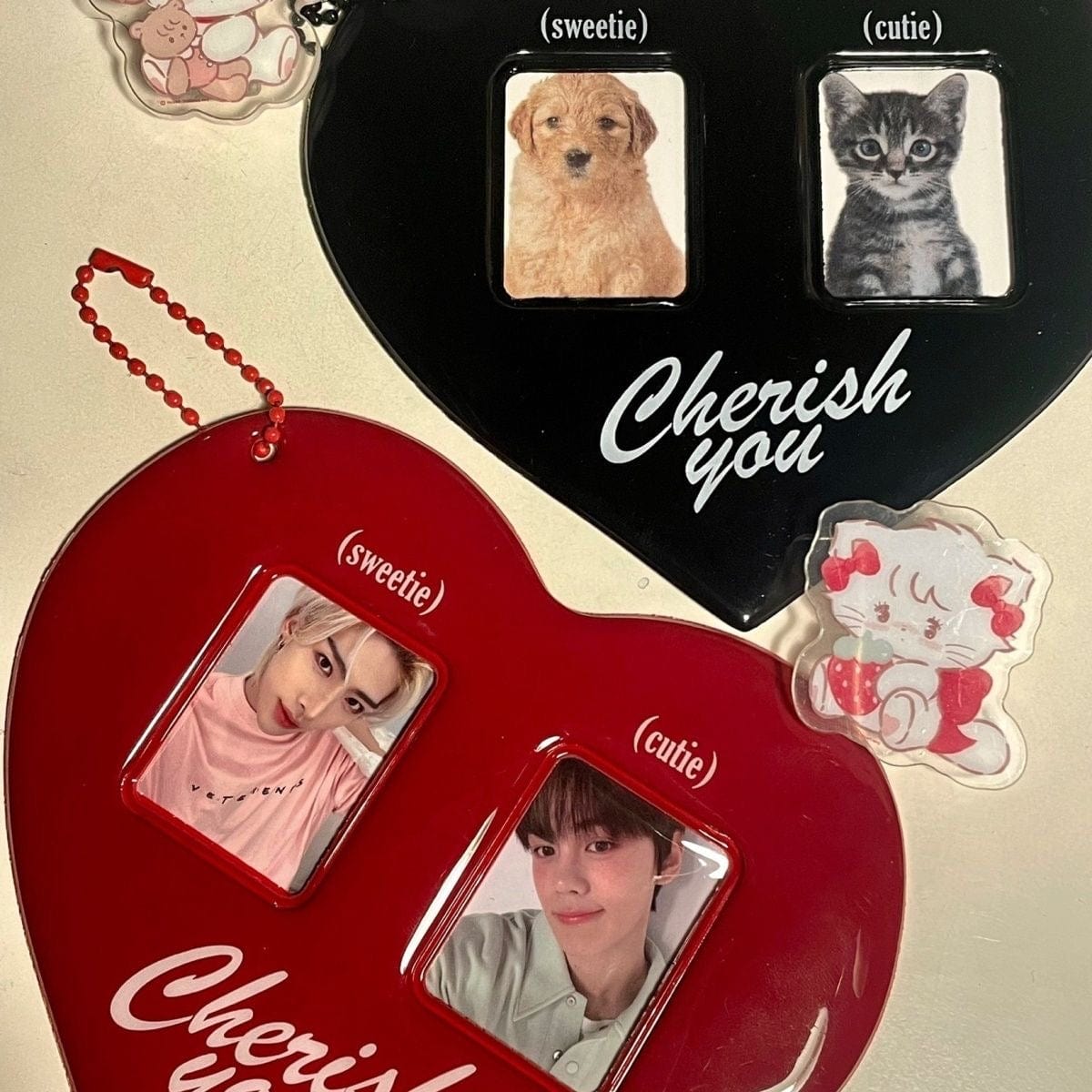 Heart Couples Keychain Kpop Photocard Holder - ArtGalleryZen