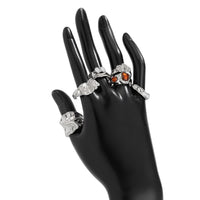 Thumbnail for Hip Hop 7pcs Crystal Inlaid Pleated Open Ring Set - ArtGalleryZen