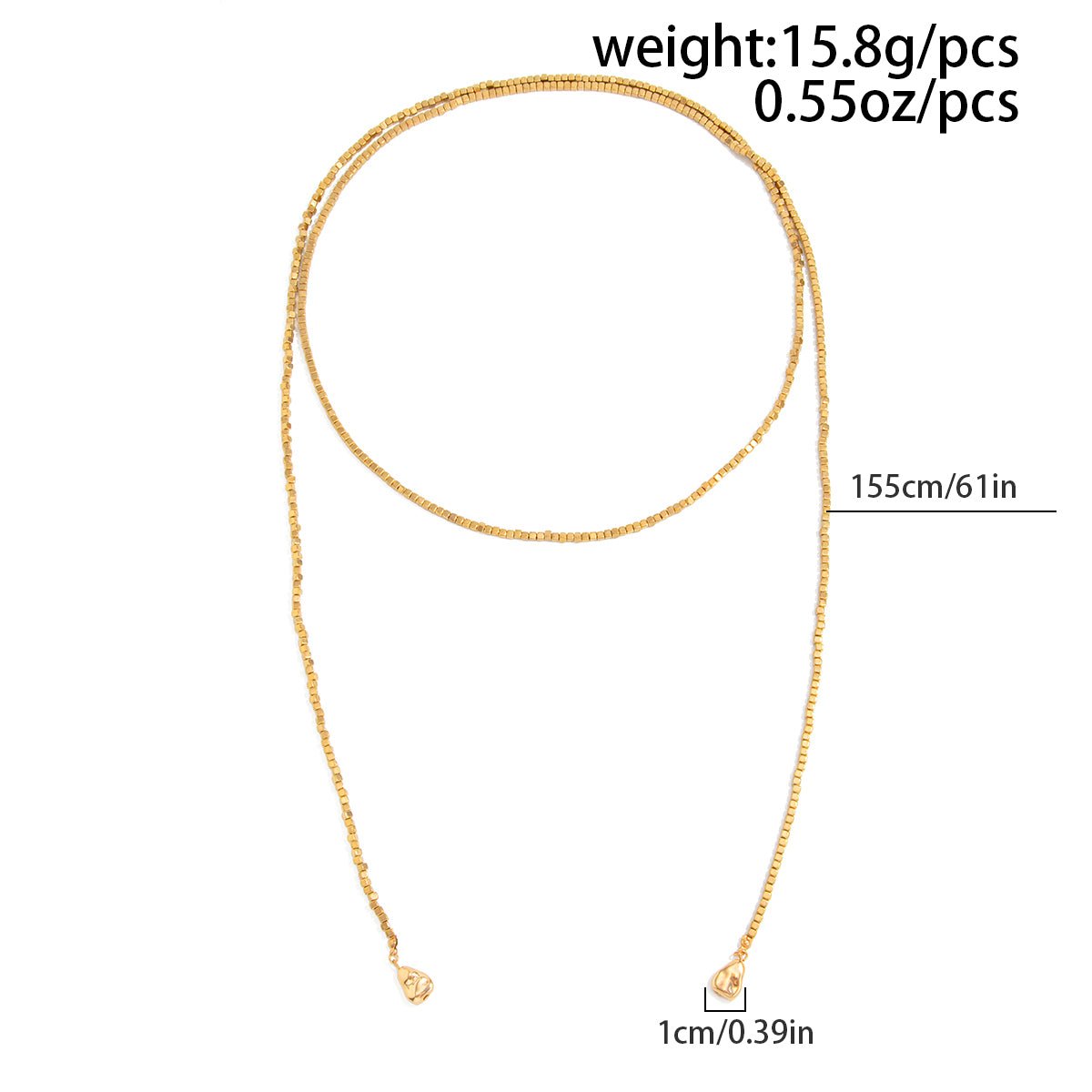 Hip - hop Style Square Beaded Long Chain Necklace - ArtGalleryZen