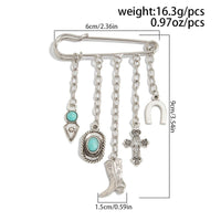 Thumbnail for Hip Hop Turquoise Cowboy Hat Boot Cross Tassel Trouser Pin - ArtGalleryZen
