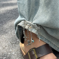 Thumbnail for Hip Hop Turquoise Cowboy Hat Boot Cross Tassel Trouser Pin - ArtGalleryZen