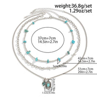 Thumbnail for Hippie Layered Cactus Cowboy Hat Pendant Turquoise Necklace Set - ArtGalleryZen