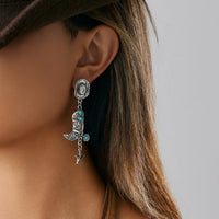 Thumbnail for Hippie Turquoise Inlaid Boot Cowboy Hat Star Dangle Earrings - ArtGalleryZen