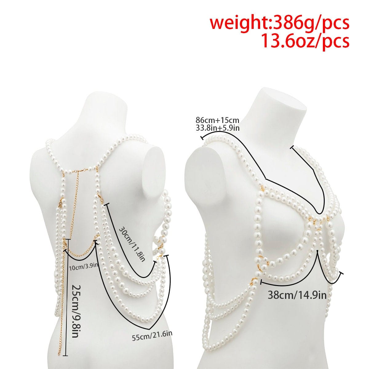 Hollow Chunky Pearl Body Chain Bra - ArtGalleryZen