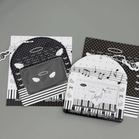 Thumbnail for Horizontal Black White Piano Melody Heart Kpop Keychain Photocard Holder - ArtGalleryZen