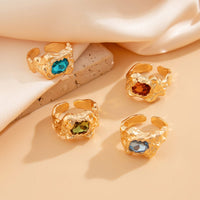 Thumbnail for Irregular 4Pcs Gold Silver Plated Crystal Inlaid Open Ring Set - ArtGalleryZen