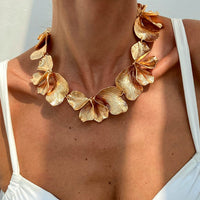 Thumbnail for Irregular Chunky Pleated Flower Petal Necklace - ArtGalleryZen