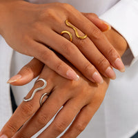 Thumbnail for Irregular Curved Hollow Open Ring - ArtGalleryZen