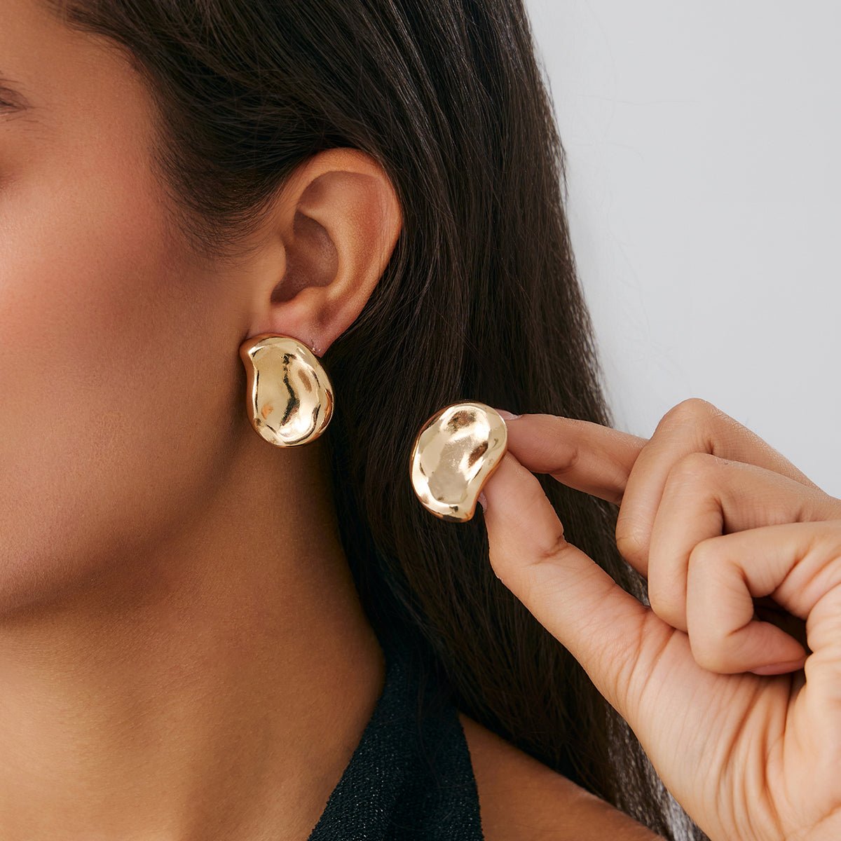 Irregular Glossy Waterdrop Stud Earrings - ArtGalleryZen