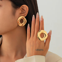 Thumbnail for Irregular Gold Silver Plated Chunky Hoop Ring - ArtGalleryZen