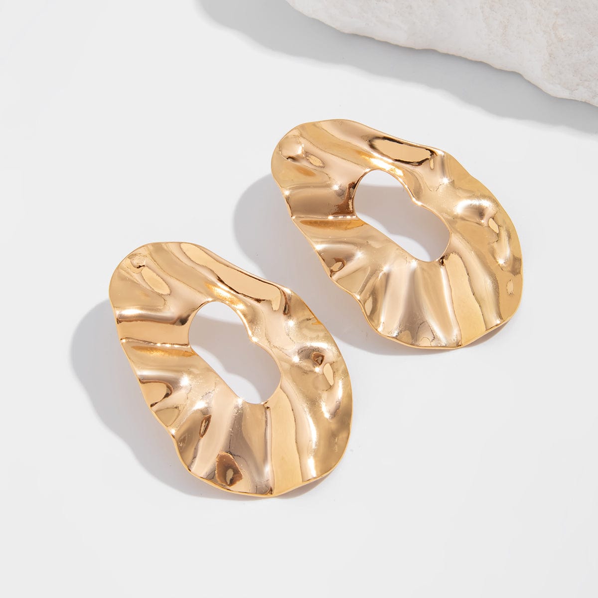 Irregular Gold Silver Plated Chunky Hoop Stud Earrings - ArtGalleryZen